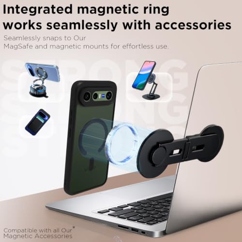 Image of RIGGEAR Shockproof Sleek Hybrid Armor Back Cover Case Compatible with MagSafe Accessories for Vivo X300 FE 5G (Smoke Black Matte PC + Black TPU Bumper)