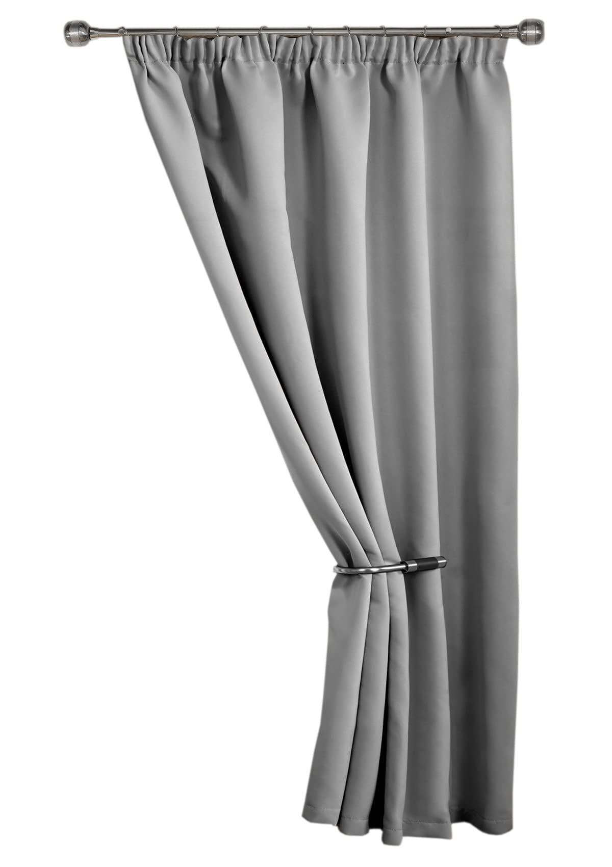 Emma Barclay Cali Pencil Pleat - Woven Thermal Blackout Pencil Pleat Door Curtain in Grey - Width 66" x 84"Drop (168x213cm)