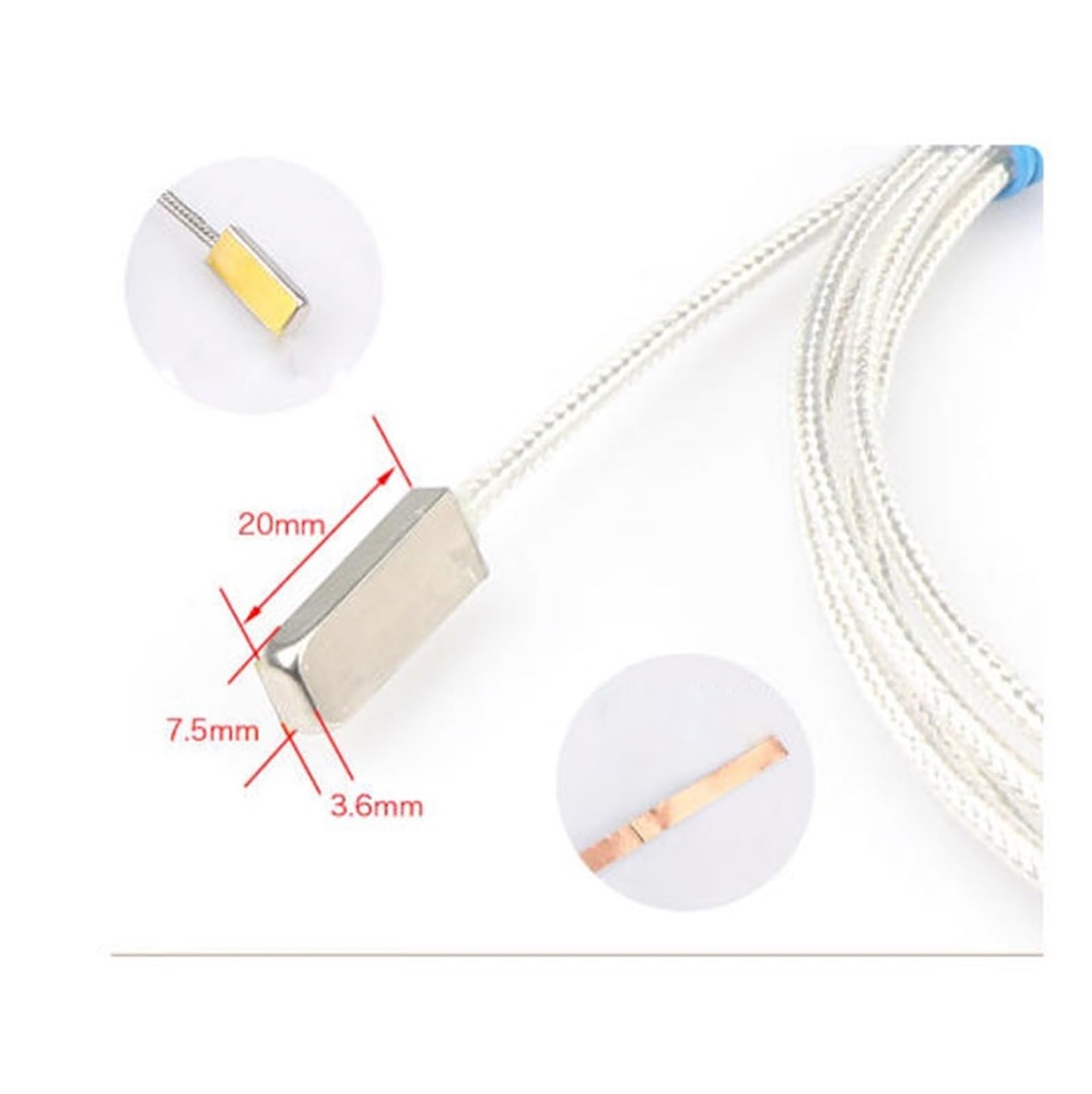1 unidad tipo K/PT100 Sensor de temperatura de parche de medición de superficie pegada sonda SUS304 resistente al agua con cinta de lámina de cobre | PT100 Cable 10m