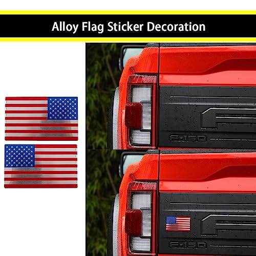 Image of XMUINT Metal American Flag Emblem, 2 Packs 5 inch USA Car Military Patriotic Sticker, Alloy Bumper Fender Door Window Trunk Engine Hood Decal for Car Truck SUV Color
