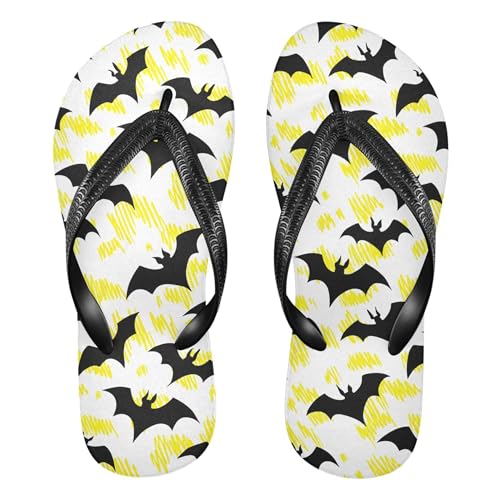 Burbuja Bat with Yellow Line Flip Flops for Women Men, Soft Thong Sandals Rubber Slippers for Pool Beach Essentials