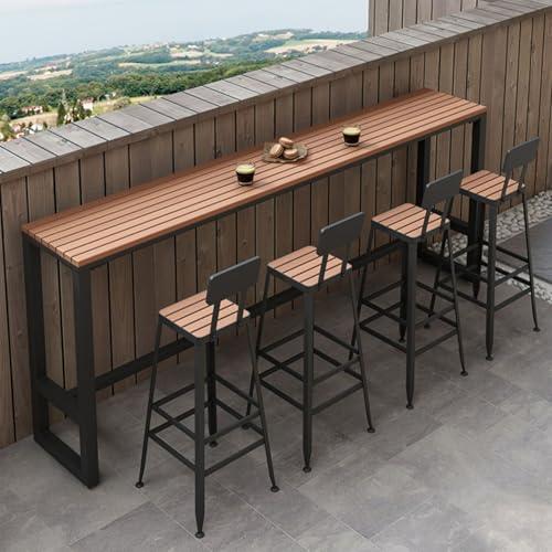 Mesa de comedor larga de granja industrial alta rectangular 2