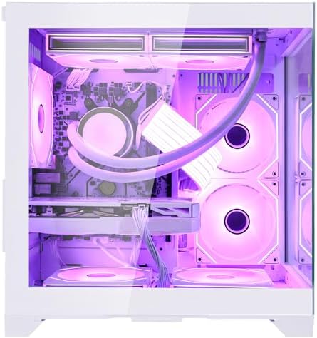 HELLOLAND White Gaming Desktop PC, AMD Ryzen 7 5700X 3.4GHz, GeForce RTX 5060 8GB, 32GB DDR4 RAM, 1TB PCIe SSD, 240mm AIO Liquid Cooler, WiFi Bluetooth, ARGB Fans with Software Control, Windows 11 - 2