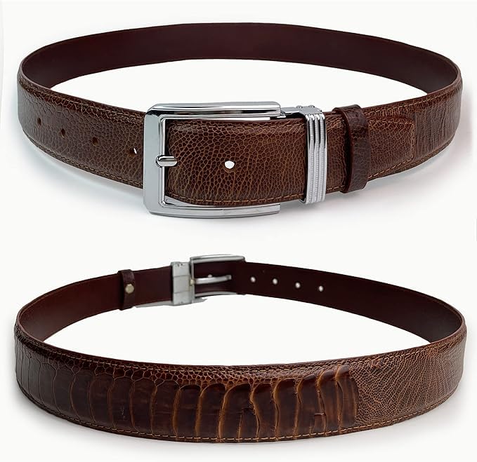 Black Genuine Ostrich leather belts buckcle for men Ostrich Leg Belt Skin buckle mens width 1.5" gift for him3