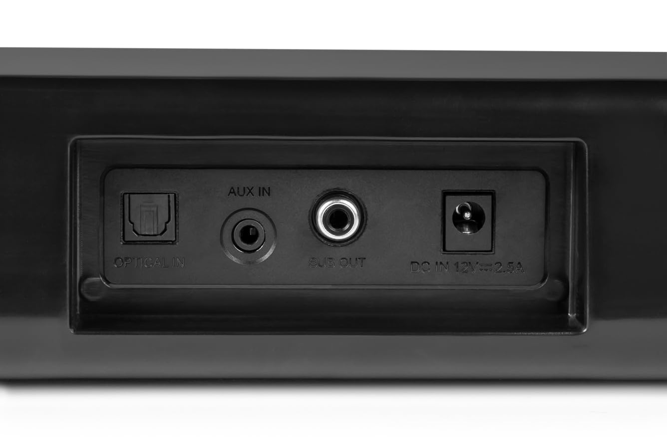THOMSON SB60BTS Barre de Son – 120W Puissance Musicale Totale – Bluetooth 5.0 sans Fil – avec Caisson de Basses – Fixation Murale – Entrée Optique & AUX – Télécommande – Design Compact