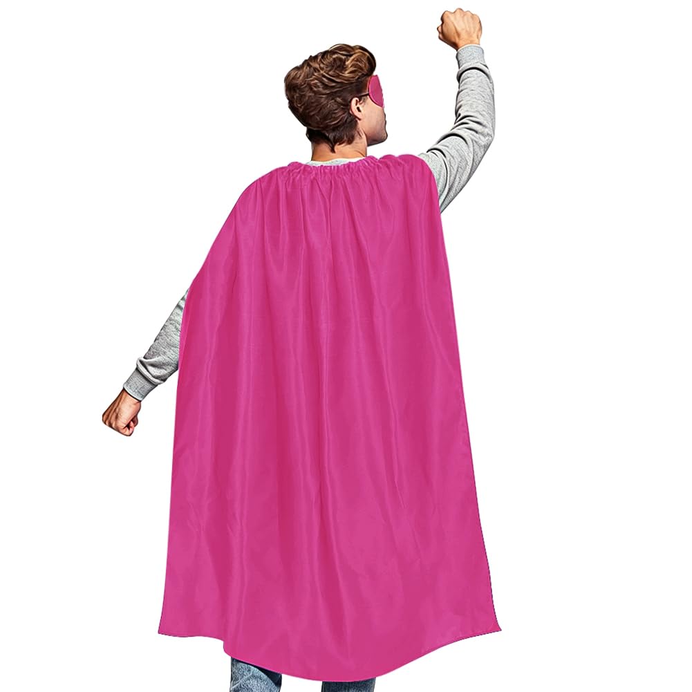 AUYAO Super-Heroes Costumes Heroes Capes Kit Adult Capes Cloak Dress Up Set with Eye Mask 2Pcs Men Women Super-Heros Fancy Dress Costume Capes for Halloween Christmas World Book Day Party(Rose Red)