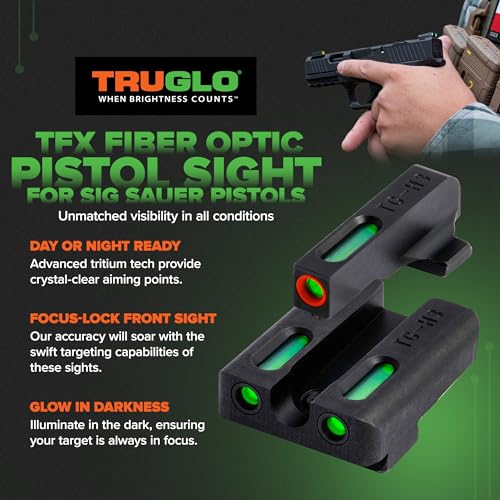 Image of Truglo TFX PRO Handgun Sight, Glowing Shock Proof Tritium and Fiber Optic Night Sight for Handguns, Compact, Durable, and Snag Free Sight
