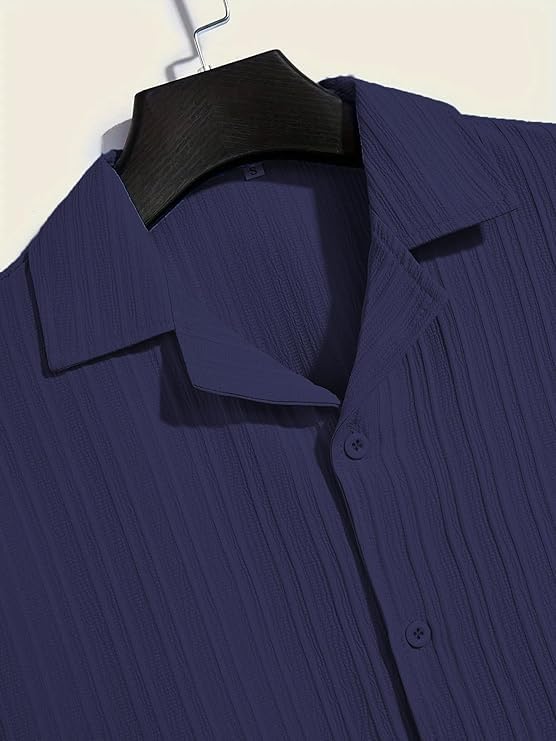Image of Men's Textured Short Sleeve Button Down Shirt, Collared Pack of 2