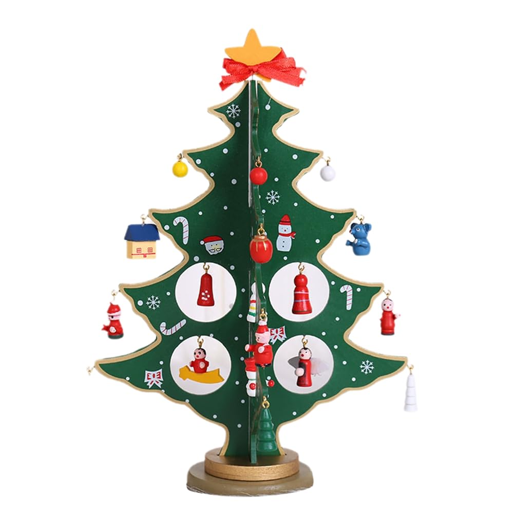 CTRLZS DIY Wooden Christmas Tree Christmas Tree Gift Holiday Mini Christmas Tree Home Decoration Three-Dimensional Green