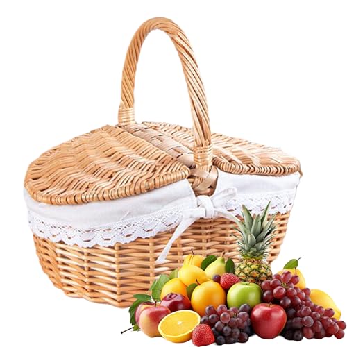 Rattan Picknick -Korb - 480 g handgefertigtem Gewebbäden, geräumiger...