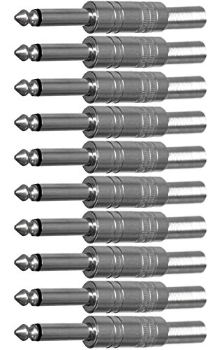 CESS 6.35mm 1/4 inch Mono Audio Phono Tone Cable Connector - 1/4 TS Guitar Cable Connector (10 Pack)