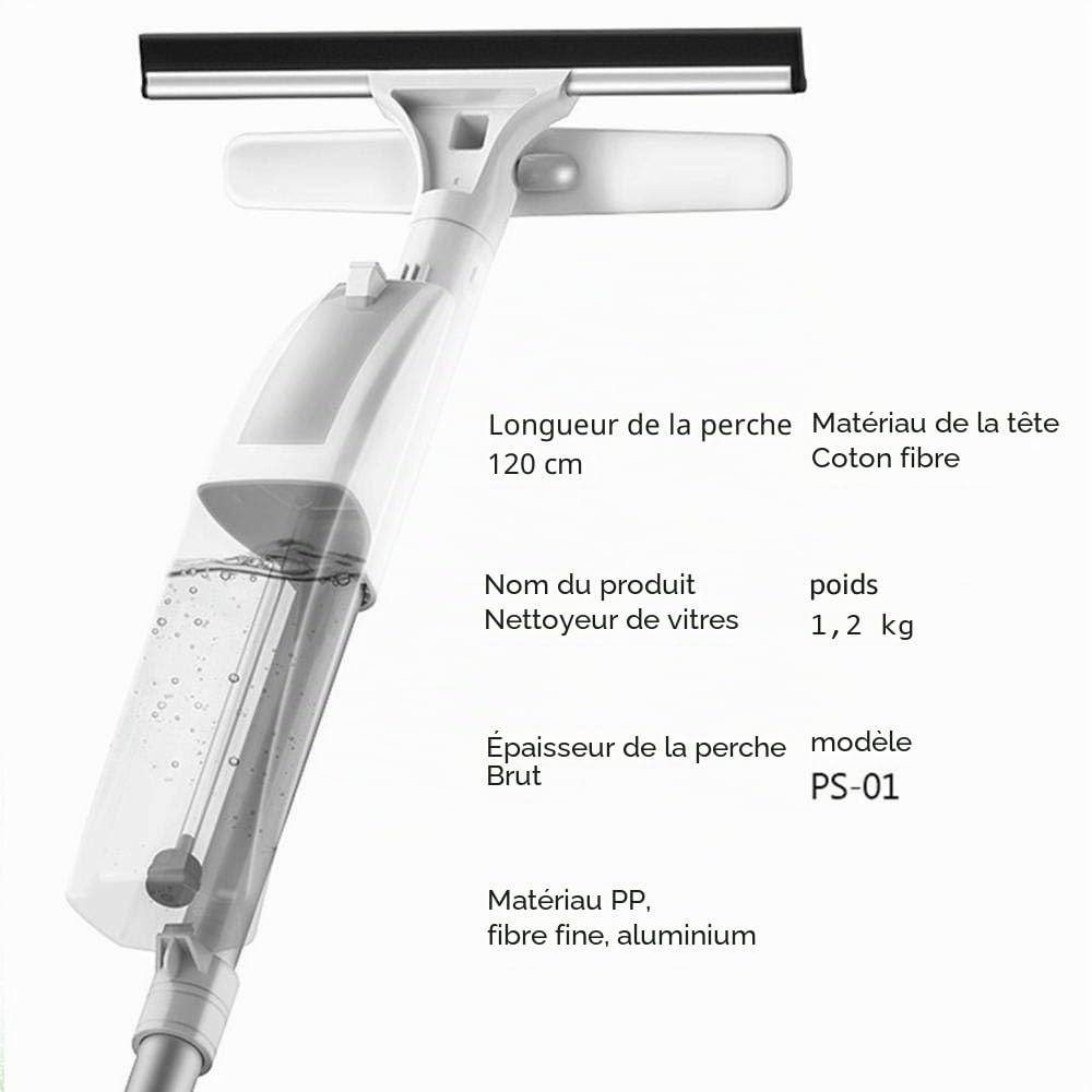 Lave Vitre Telescopique,3 en 1 Nettoyeur Vapeur Vitre avec Raclette Extensible,Nettoyage Vitre Large de Fenêtre Intérieur ou Extérieur,Véranda,Voiture,Camion