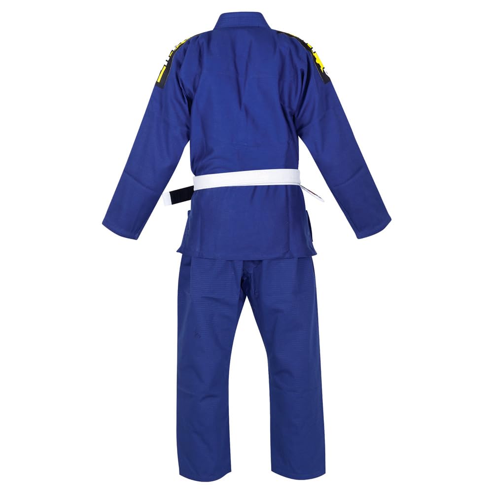 Buddha Fight Wear - Kimono Premium Infinity Noir Jiu Jitsu Brésilien / BJJ Gi avec Ceinture Blanche, Unisexe Adulte, bleu marine, ML=A2