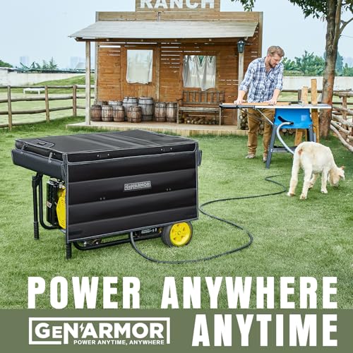 GenArmor Generator Covers While Running, 100% Waterproof Heavy Duty Tarps Generator Tent, Portable Outdoor Generator Enclosure for Most 4000w~13000w Generators, Black