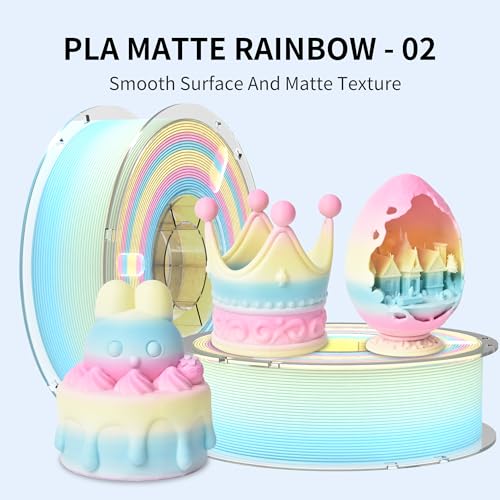 Image of RAMBERY Matte Rainbow 3D Printer Filament 1.75mm 1kg Matte PLA Filament Fast Color Change Yellow Blue Pink 3D Printing Accessories