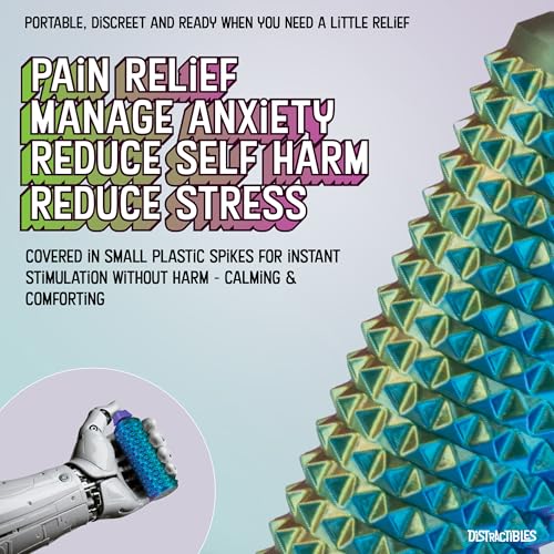 Image of Sensory Roller Fidget with Clicker, Tactile Spikes for Anxiety, Stress Relief, Pain Stim, Autism & Over Stimulation with Lanyard (NEON Harmony)