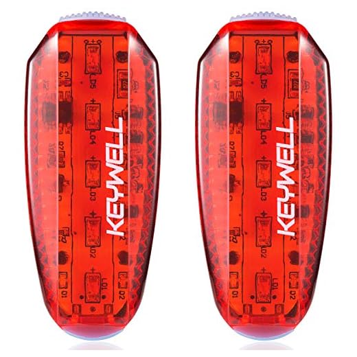 KEYWELL USB Rechargeable LED Safety Lights (2 Pack) - Clip on Strobe Running Lights for Runners, Joggers,Walkers,Kids,Dogs,Bike Tail Lights - High Visibility Accessories for Reflective Gear (Red)