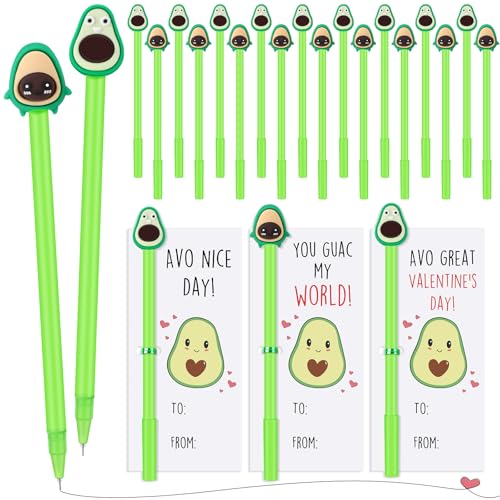 Set de 48 bolígrafos gel tinta negra con diseño aguacate miniatura 1