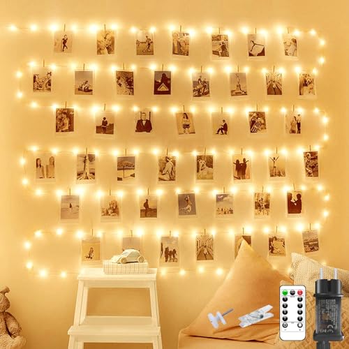 litogo Fotoclips Lichterkette für Zimmer Deko, 10M 100 LED Fotowand...