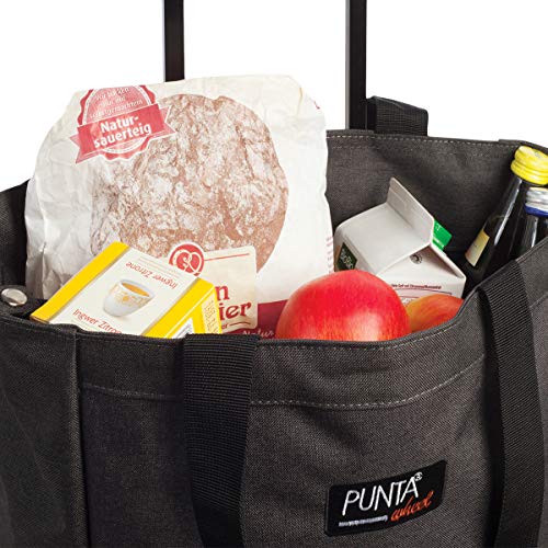 Punta® Einkaufstrolley 33L Schwarz | Einkaufstrolley modern mit Skater-Rollen – leise &...