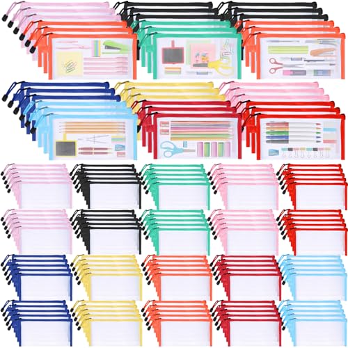 Image of Fainne 120 Pack Mesh Pencil Pouch Mesh Zipper Pouch 9 inch x 4.7 inch Pencil Case Bulk Multipurpose Cosmetics Toiletry Small Bag for Office Travel(Bright Colors)
