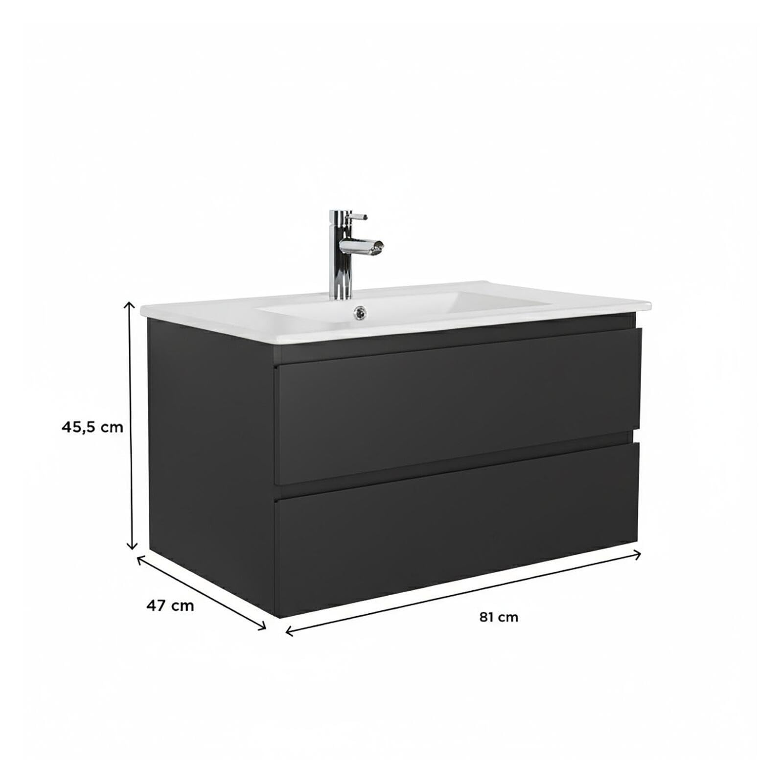 MOB-IN Meuble Simple Vasque Sorrento 80cm décor chêne et Robinet