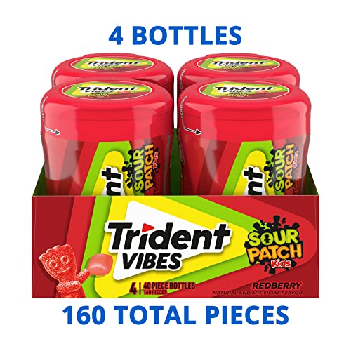 Image of Trident Vibes SOUR PATCH KIDS Redberry Sugar-Free Chewing Gum, (320 Total Pieces),40 Piece Bottles(Pack of 8)