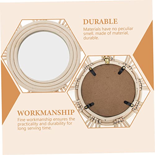 Miroir de maquillage en rotin tressé main pour reflet net - 8