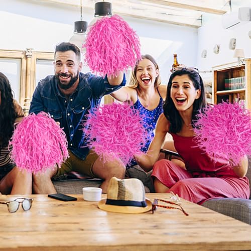 36PCS Cheerleading Pom Poms Metallic Foil Plastic Pom Poms with Baton Handle for Game Sports Squads Dancing Party Football Basketball Club Spirit Sports Stage Performance Celebration (Pink) - Thumbnail 4