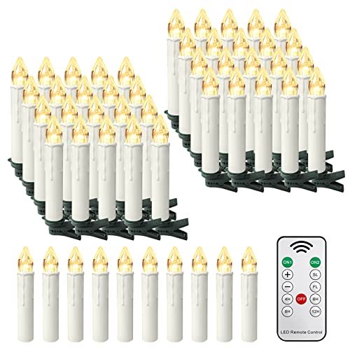 UISEBRT 50er LED Kerzen mit Fernbedienung Warmweiß Weihnachtskerzen...