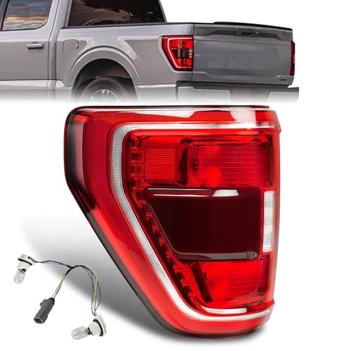 Ussbaye Tail Light Compatible with 2021 2022 2023 Ford F150 XL/STX/XLT Taillight Assembly with Bulb and Wiring Harness Rear Lamp Assembly OE: ML3Z13405C ML3Z13405B Left Driver Side & Blind Spot