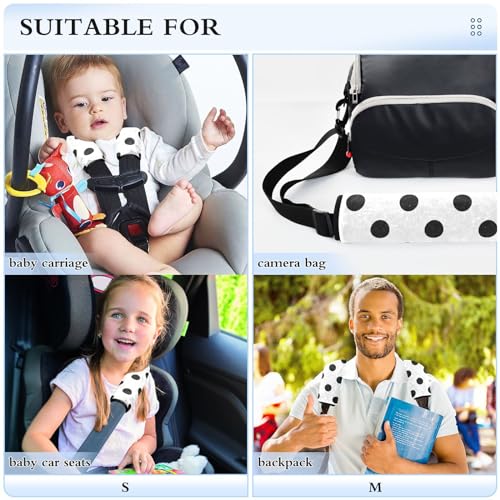 Image of Seat Belt Cover Pad 2 Pcs Soft Seat Strap Cover Cute Protector Support Head Neck Shoulder for Car Seats High Chair Backpack (6.5x6.5in) Polka Dots