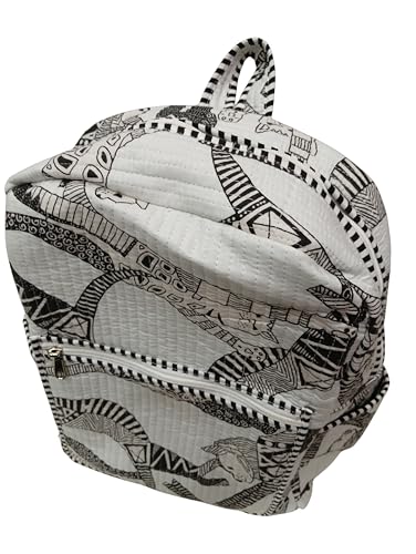 Image of Doraya Cotton Quilted Unisex Backpack Hand Block Floral Printed Design Stylish Eco-Friendly Bag for School, Travel, and Everyday Adventures