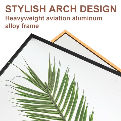 Full-Length Mirror, Super-Large Floor Mirror, with Bracket, Full-Length Mirror, Aluminum Alloy Whole-Body Mirrors, Tilt for The Living Room, Bedroom (Gold)