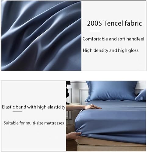 Miniatura 4 de MZP Sábana bajera ajustable de bolsillo extra profundo tamaño Queen, tela Tencel, suave, resistente a las arrugas y a la decoloración, se adapta a