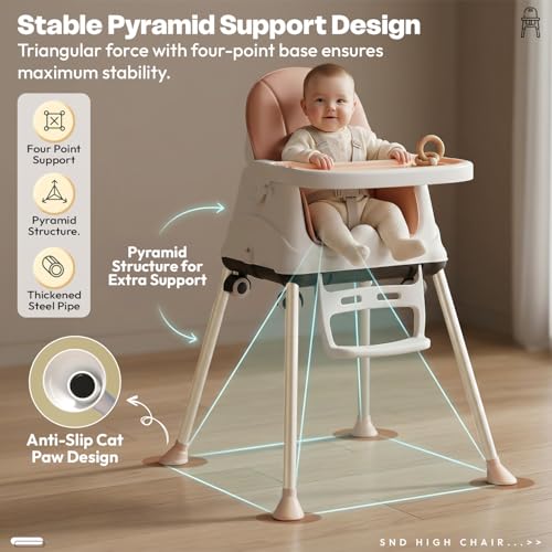Image of StarAndDaisy High Chair for Baby /Baby Feeding Chair for 0 to 5 Years with 4 in-1 Multifunctions /High Chair with Height Adjustable,Wheels, Detachable Tray & 3-Point Safety Belt.