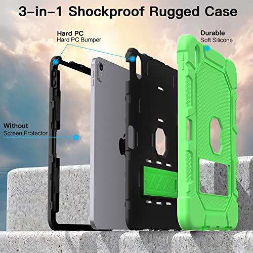 Image of Case for iPad (A16) 11th Generation 11 Inch 2025 / iPad 10th Generation 10.9 Inch 2022, [Built-in Pencil Holder] Heavy Duty Shockproof Rugged Protective Case, Green
