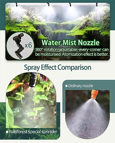 Reptile Mister Automatic Misting System, Reptile Humidifiers for Terrariums, Reptile Misting System with Programmable Timer & 6PCS Adjustable 360° Nozzles, for a Variety of Reptiles/Amphibians/Herbs — view 3