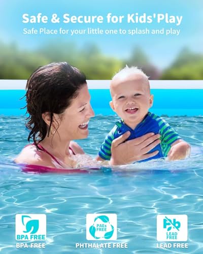 Extra Large Inflatable Pool for Adults, 145"x74"x22" Big Thickened Swimming Pool, Full Size Family Blow Up Pools for Backyard Home Garden Lawn Indoor Outdoor - Thumbnail 4