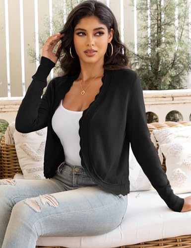 OmicGot Women's Long Sleeve Cardigan Sweaters Open Front Cropped Bolero Shrugs for Dresses S-XL2