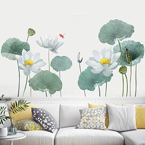 Sticker Mural XXL Feuilles De Lotus Blanc – Décoration Murale Lotus Élégante Pour Salon & Chambre