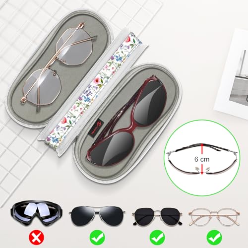 Image of FINTIE Double Sunglasses Case, Soft Portable Eyeglasses Pouch with Carabiner Clip, Dual Zipper Compartments for Men Women