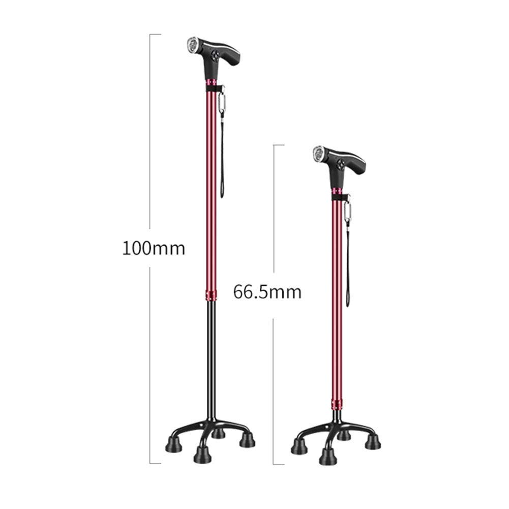 BJH Bastón con luz LED Función de Radio portátil Carga USB Muleta para Caminar 5 Bastón para Caminar de Altura Ajustable para Hombres Mujeres Personas Mayores discapacitadas y ancianas Interesting