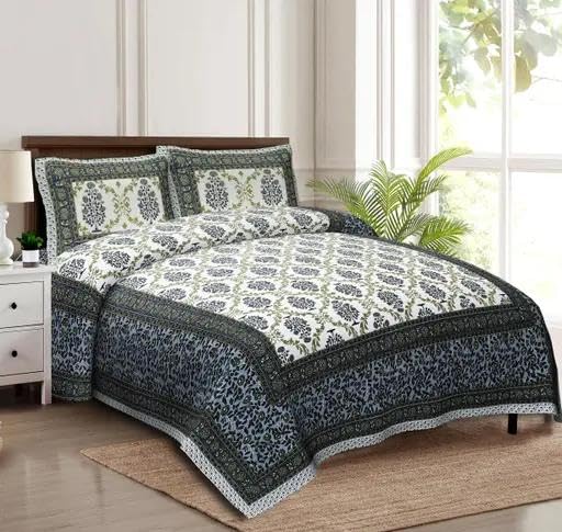 100% Pure Cotton Queen Size Bed Sheet with 2 Pillow Covers - Smooth & Cozy & Premium Craftsmanship - Gorgeous Geometric Print for Elegant Bedroom Décor (King Size)-picture-43