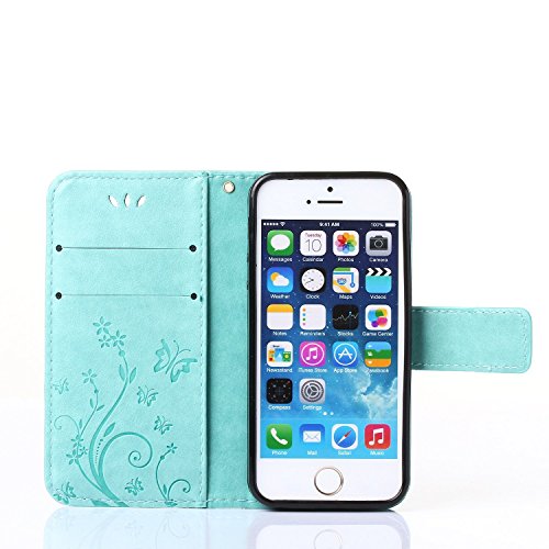 JIAXIUFEN Custodia iPhone 5, Farfalla Fiore