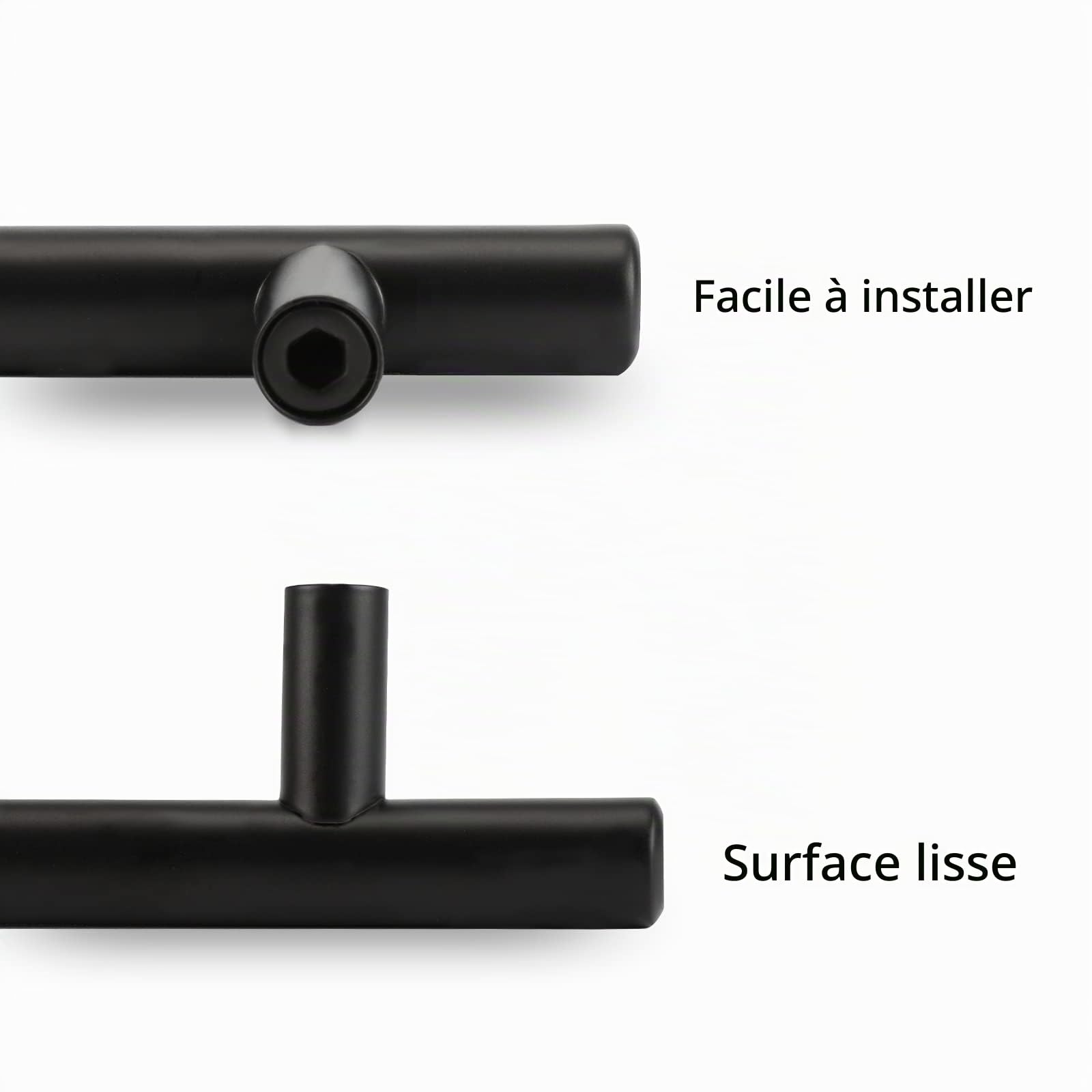 LONTAN Poignée de Meuble Cuisine Noir - Lot de 10 Poignées Tiroir Encastrée Inox 160mm - LS201BK160