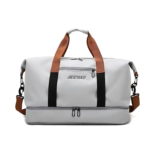 Bolsa Mala de Viagem e Academia Grande Capacidade Portátil, Leve, Transversal, Casual Unissex para Fitness, Natação, Camping e Uso Diário (Cinza)