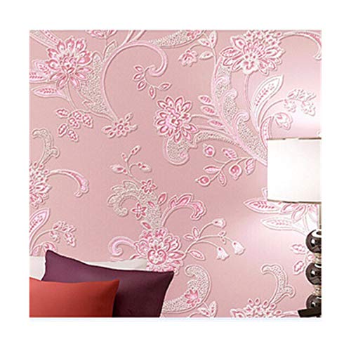 T-QZZQ Simple 3D idílico flor grande no tejido wallpaper romántico cálido dormitorio sala chica sala de boda wallpaper, rosa