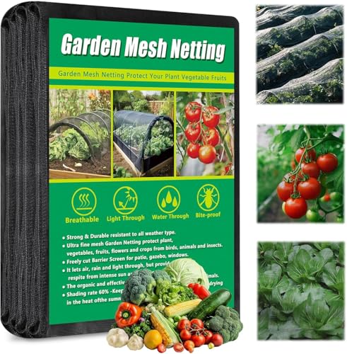 LATERN 2m x 10m Rete Anti-Insetti da Giardino, Nera Rete in Nano PPT Ispessita Rete Protettiva per Piante da Orto Tunnel di Maglia Fine per Frutta Fiori Colture Serra da Uccelli Insetti Parassiti