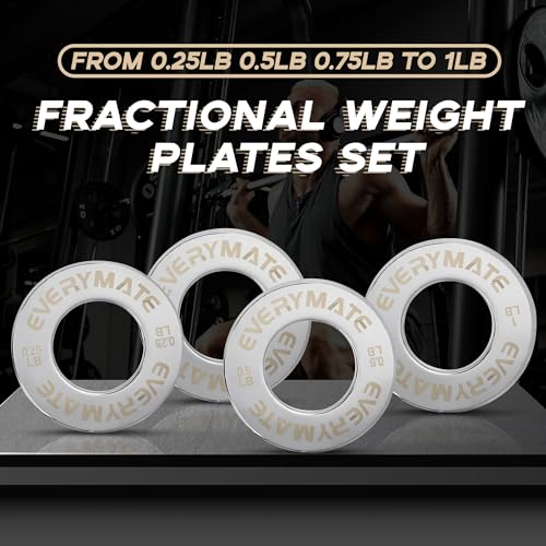 Image of EVERYMATE Fractional Micro Weight Plates Set of 8 Weight Plate Pair of 0.25LB 0.5LB 0.75LB 1 LB for Olympic Barbells for Strength Training Micro Plates Weight Plate